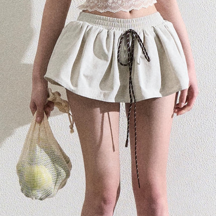 All-matching Elastic Waistband Twisted Drawstring Skirt Pettiskirt Skirt