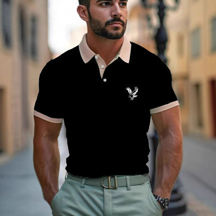 Casual Style Commuter's All-matching Digital Printing Lapel Men's Polo Shirt