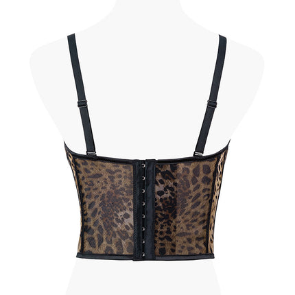Women's Fashion Personality Mesh Leopard Print Corset