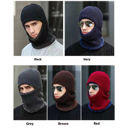 Winter Warm Unisex Dome Brimless Terry Neck Protection Thickened Flat Brim Knitted Hat