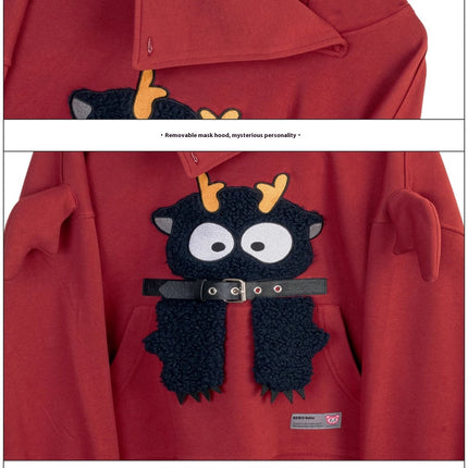 Girl Like Cartoon Embroidered Hooded Sweatshirt For Women