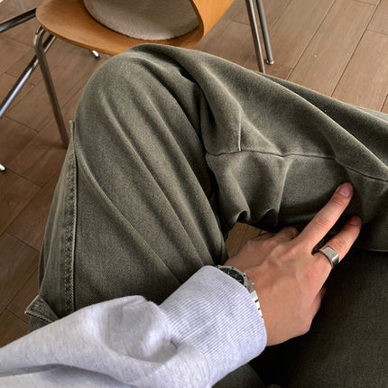 Cargo Jeans Washed-out Vintage Large Pocket Straight-leg Pants