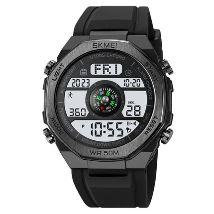 Electronic Watch Men's Compass Student Outdoor Sports Trend Luminous Alarm Clock