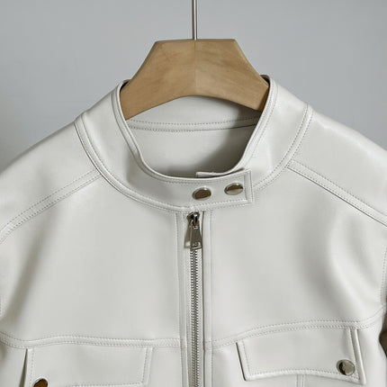 Spring And Autumn Clothing Slimming Leather Coat