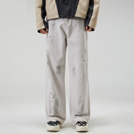 American Street Hip Hop Tie-dyed Washed Jeans Men