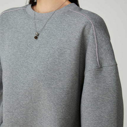 Gray Printing Crew Neck Pullover Sweatshirt