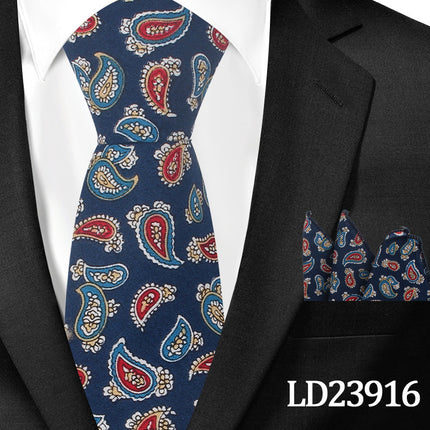 Casual Cotton Floral Print 6cm Casual Tie Pocket Square Suit