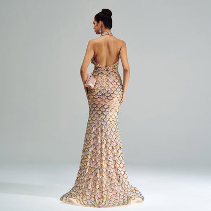 Halter Sequined Mermaid Evening Dress