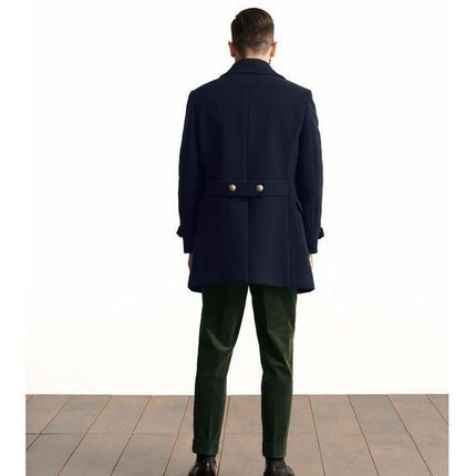 Men's Medium Length Long Sleeved Woolen Coat