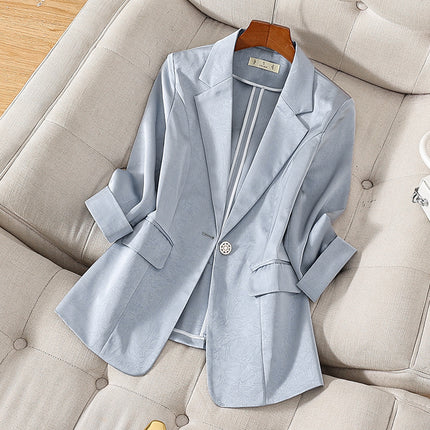 Satin Suit Jacket For Women Spring And Summer Elegant High Sense Small Casual Suit Top