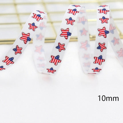 Stars And Stripes Ribbon Dovetail Bowknot Hair Ring Double Stitching Dovetail Ribbon