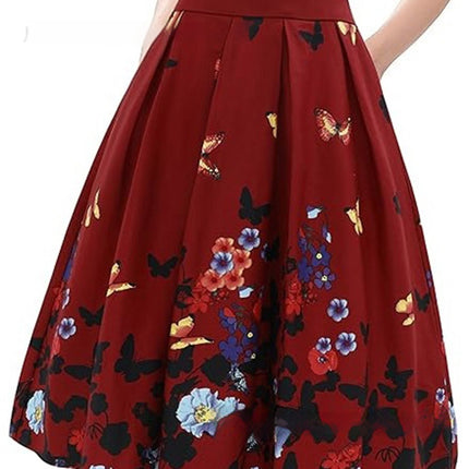 European And American Vintage Printed Floral Skirt