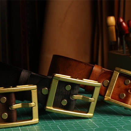 Cargo Jeans Belt Vintage Men's First Layer Cowhide Vegetable