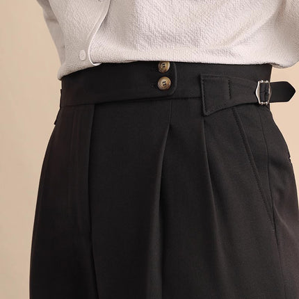 High Waist Straight Trousers Men's Business