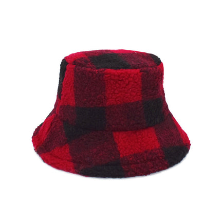 Plush Fisherman Women's Fashion Plaid Warm Basin Hat