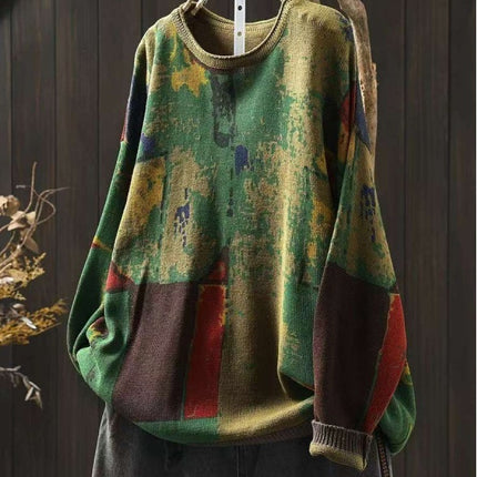 Painted Printing And Dyeing Cotton Sweater