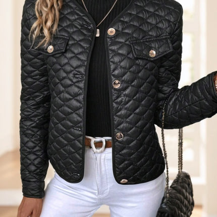 Clasi Elegant Diamond-Quilted Plus Size Women's Winter Short Padded Coat