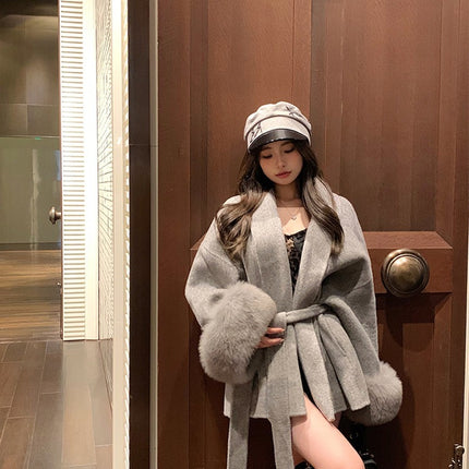 Fashion Plus Size French Elegant Woolen Overcoat