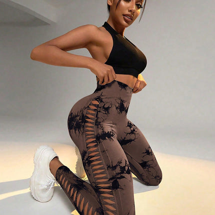 3 Pack Women's Tie-Dye Cutout Yoga Pants High-Waisted Leggings Women's Tie-Dye Leggings,, Leggings Women High Waisted Seamless Workout Leggings Gym Booty Tights Tummy Control Yoga Pants