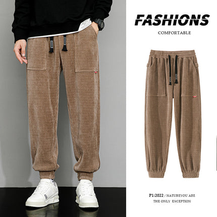 Men's Plus-sized Loose Wide Leg Corduroy Sports Casual Pants
