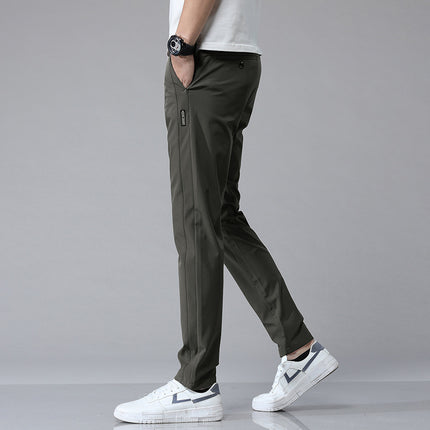 Summer Thin Ice Silk Men's Simple Smooth Stretch Casual Pants