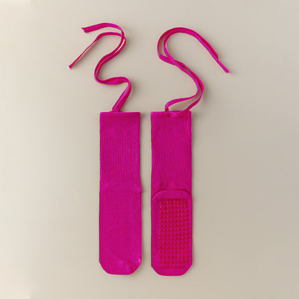 Women's Anti-slip Cross Lace-up Yoga Pilates Dance Dopamine Sports Wear Mid-calf Socks