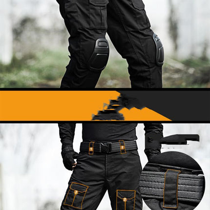 Black Python Pattern Tactical Training Pants With Knee Pads Camouflage Army Camouflage Overalls