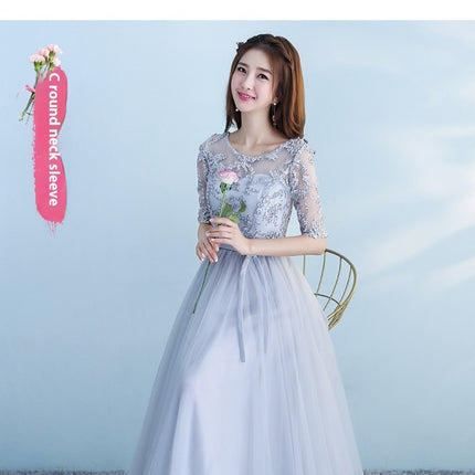 Long Bridesmaid Blue Wedding Dress Girlfriends Party Dress