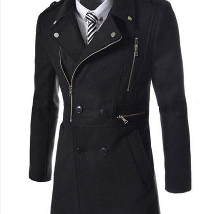 Fashion Multi Zipper Fitted Trench Coat