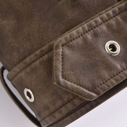 Women's Washable Gradient Leather Jacket