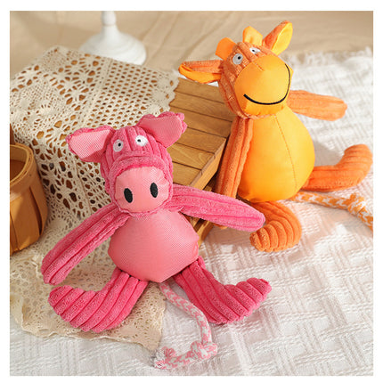 New Pet Dog Plush Sounding Cartoon Cow Cartoon Pig Animal, Bite-resistant Pet Toys