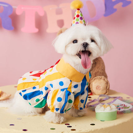 Thin Puppy Cute Flower Shirt Polka Dot Dress