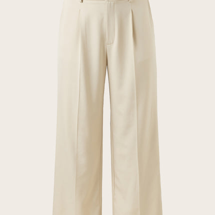 Women's Plus Size High Waist Straight Leg Trousers - Elegant, Polyester, Machine Washable, Casual Suit Pants For Women