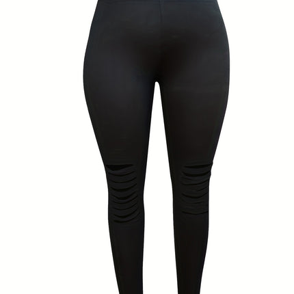 Plus Size Burnt Flower Solid Color Bottom Women's Pants