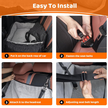 Coral Fleece Dog Booster Seat, Pet Travel Bed With Storage And Clip-on Leash, For Large Dogs 70 Lbs Or 2 Medium,Small Dogs