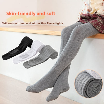 Girls' Thin Velvet Wave Pattern Dragon Claw Wool Tights