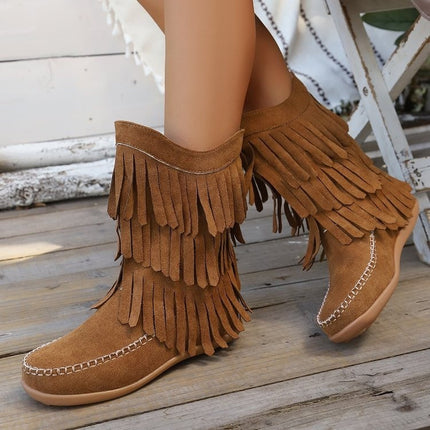 Plus Size Retro Tassel Mid-calf Hak Martin Stewels