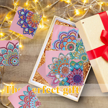 8 Stuks PU Leer Handgemaakte Vasplak Kristalle Mandala Hoekmerk