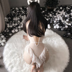 White jumpsuit white net soc / One size