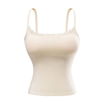 New Lace Edge Atmosphere Inner Wear Slim-fit With Brassiere Pad Sweet And Spicy Vest Bottoming Shirt