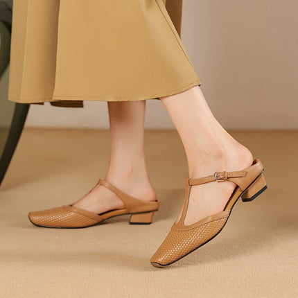 Vroue se Elegante Retro Sagte Soel Vierkantige Toon Kleurblok Sandale