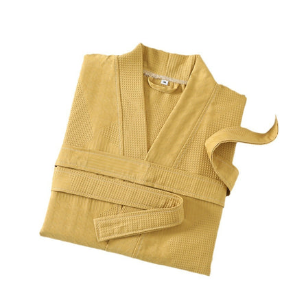 Cotton Single-layer Yarn Bathrobe Spring Summer Cropped Sleeves Mid-length Bathrobe