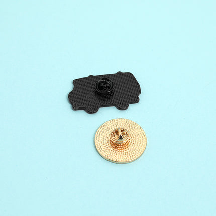 Cartoon-style Fashion Earth Map Green Car Series Student Badgebrooch