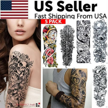 5 Stuks Groot Tydelike Liggaamskuns Arm Tattoo Plakker Mou Man Vrou Waterdig VSA