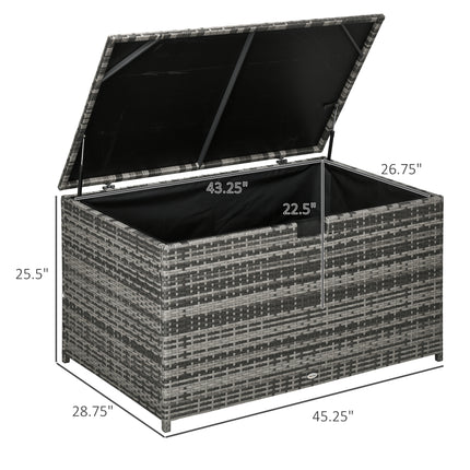 113 Gallon Buite Stoorboks, Rottang Dekboks vir Binne, Patio Meubelkussings, Swembad Tuin Gereedskap, Donkergrys
