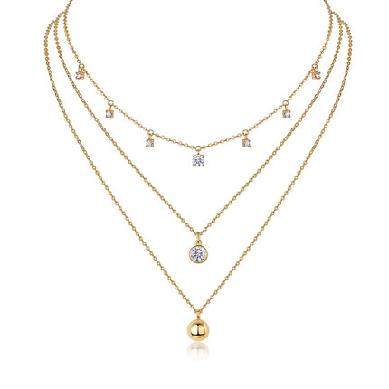 1-carat Luxury Fashion Minimalist Trend Jewelry Silver Pendant Necklace With Top-quality Moissanite, S925 Silver Electroplated With Gold