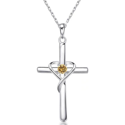Paasfees Hartvormige Kruis Diamantbesaaide Hanger Halssnoer Vir Vroue