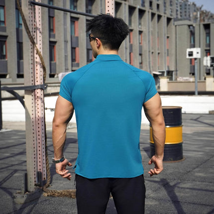 Short Sleeve Outdoor Sports Half Zipper Stand Collar T-shirt