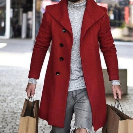 Woolen Coat Mid Length Men's Trench Coat