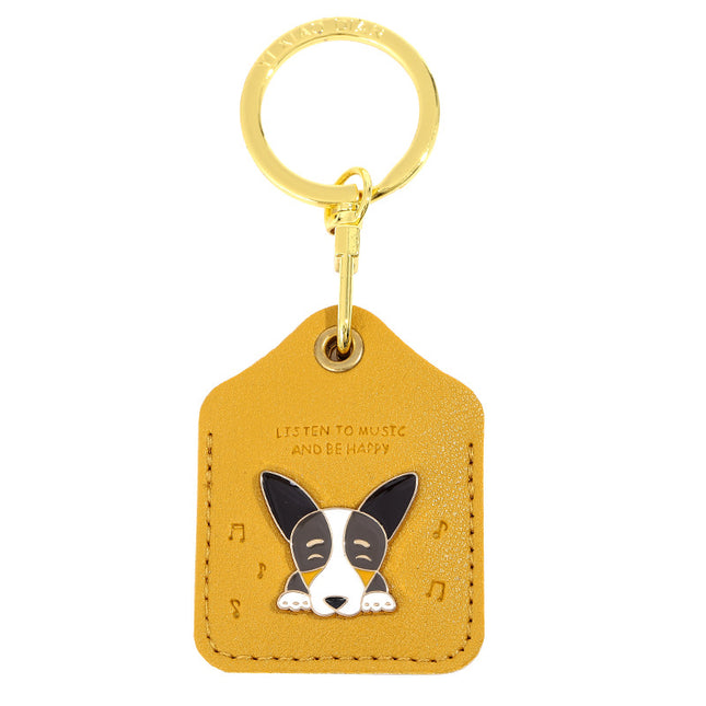 Corgi Toegangskaart Beskermende Omslag Leer Sleutelhanger Hangertjie